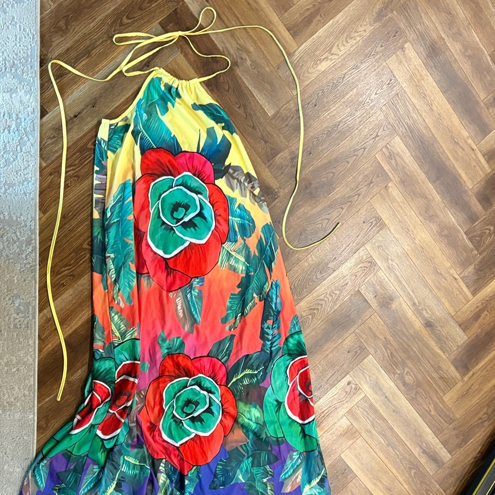 Vacation Vibrant Floral Maxi Dress - Red, Green, Yellow